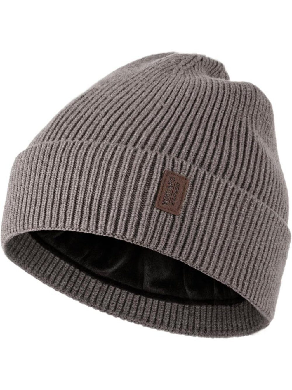 Unisex Smoky Gray Winter Beanie For Soft Fleece Lined Knit Ski Hat Warm Cap